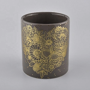 cylinder round straight side fancy ceramic candle jars with logo