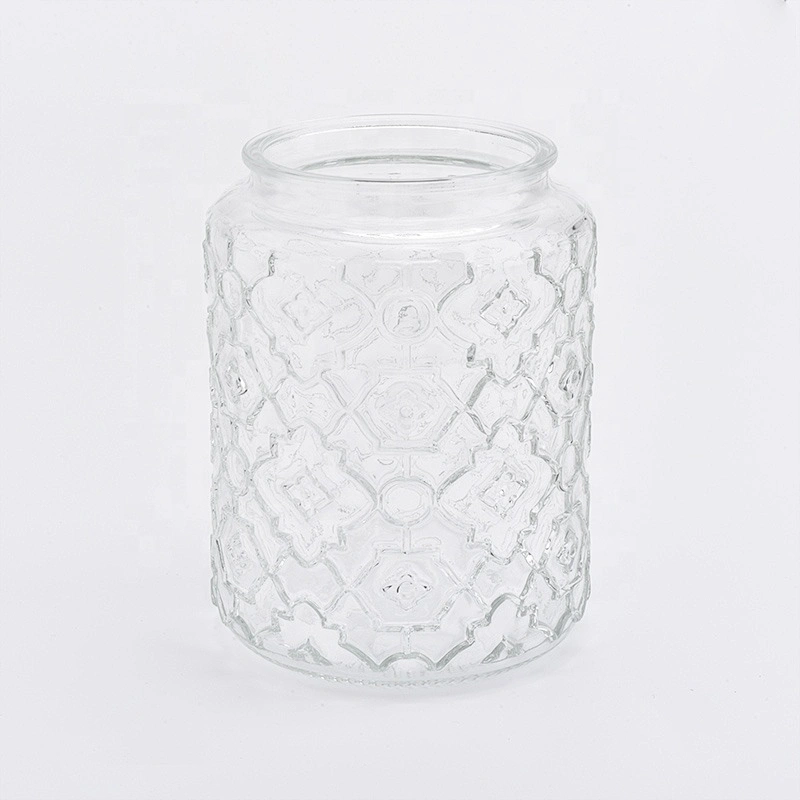 Wholesale glass candle jars  embossed candle  holders home decoration
