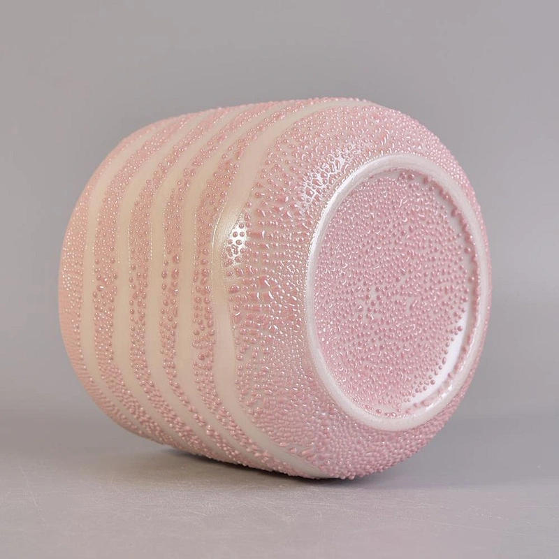 Pink electroplating ceramic candle containers supplier