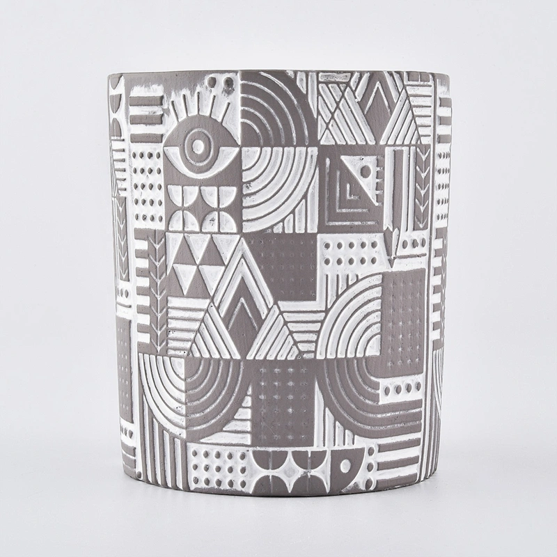 Customized luxury grey ceramic candle holder 10oz