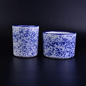 Round vintage terrazzo ceramic candle jars for home decor