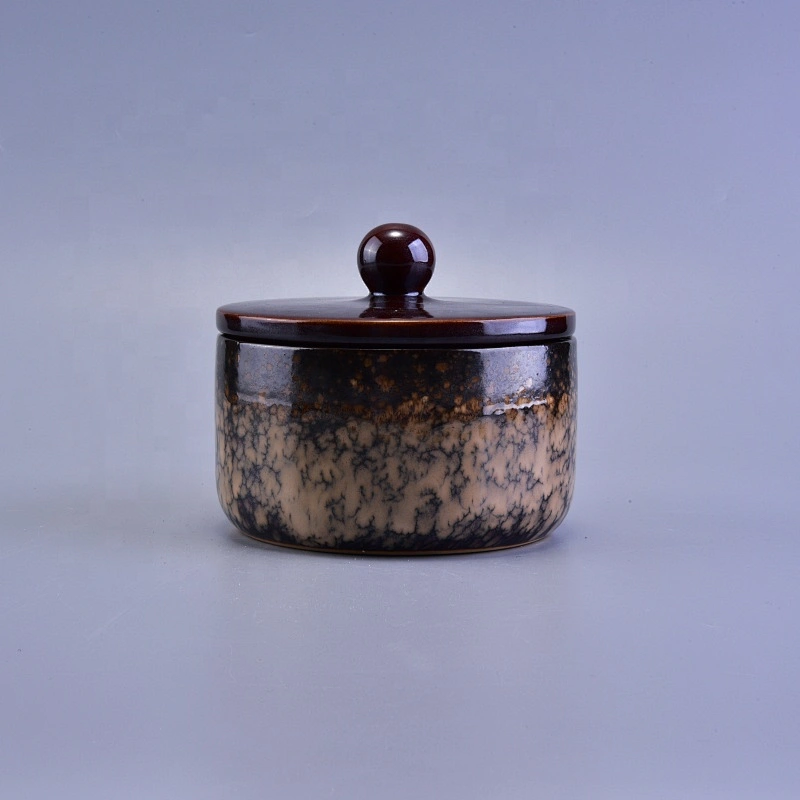 500ml Vintage ceramic votive candle jar with lid wholesales