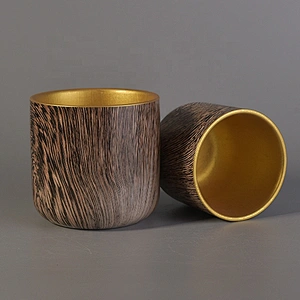 Amber plating mable ceramic candle vessel for home decor