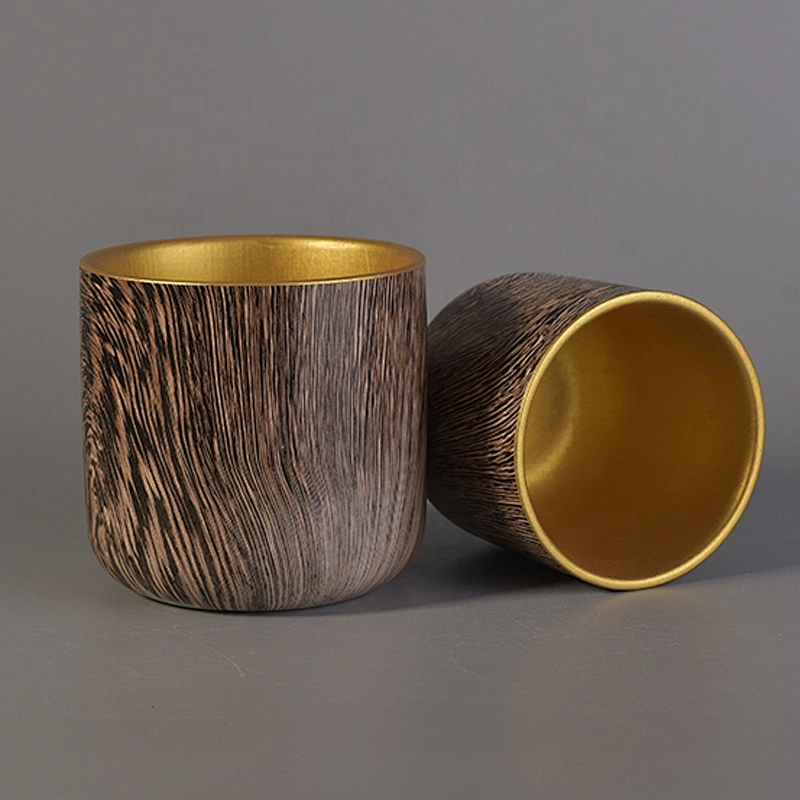 Amber plating mable ceramic candle vessel for home decor