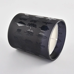 Sunny black frost glass candle holders for candle making 10oz 20oz