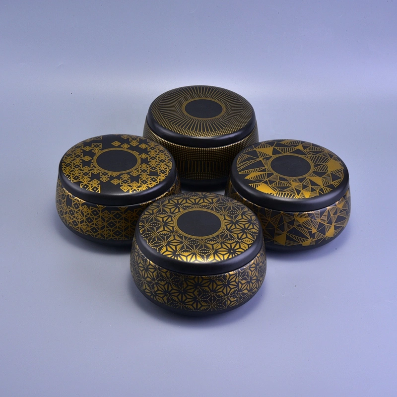 Wholesales Sunny customized black matte ceramic candle jars with lid