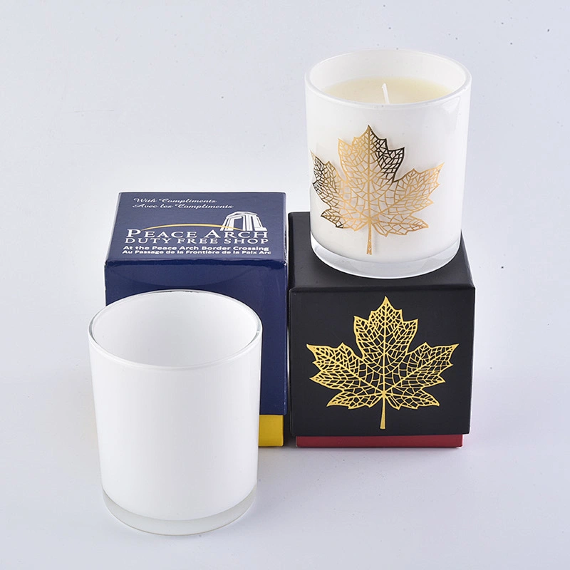 white glass candle holder, cylinder candle container
