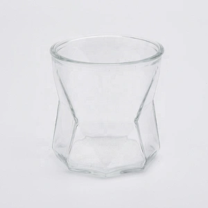 Irregular Geometric Clear Glass Candle Vessel Home Decor Wholesales