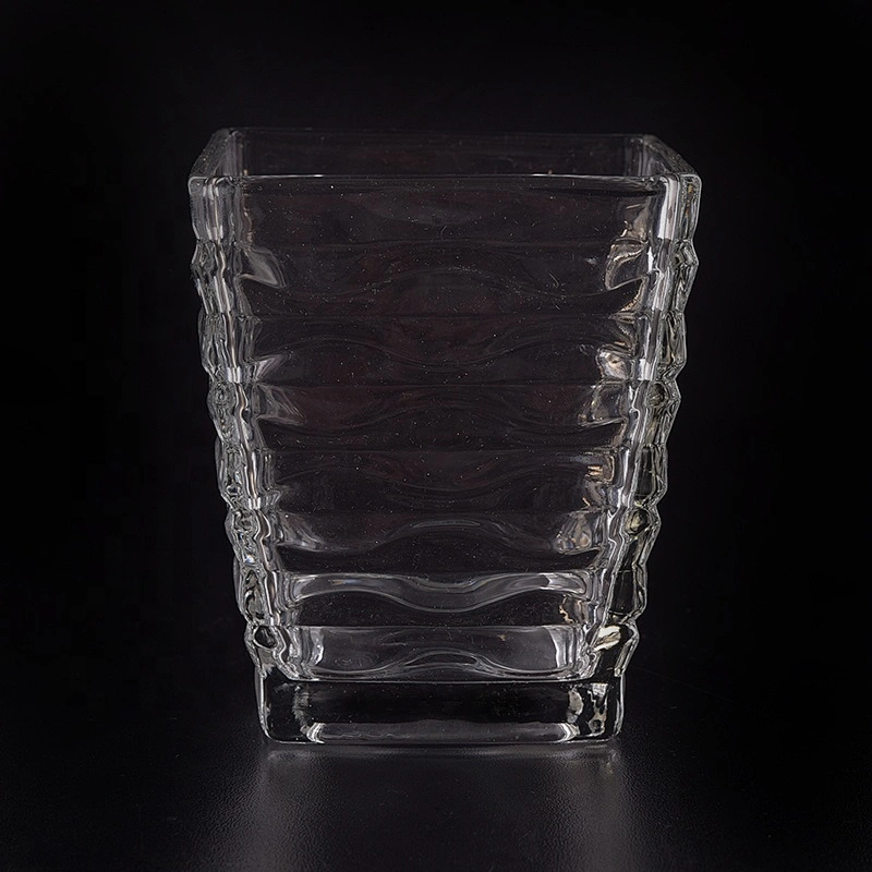 Transparent square Glass Candle cup luxury candle Holder home Decor wholesale