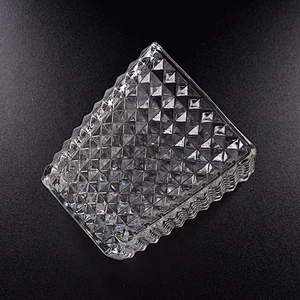 Engraving square Glass Candle jar clear candle Holder home Decoration