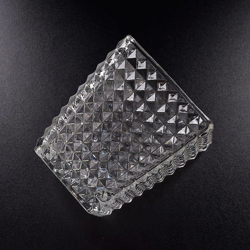Engraving square Glass Candle jar clear candle Holder home Decoration