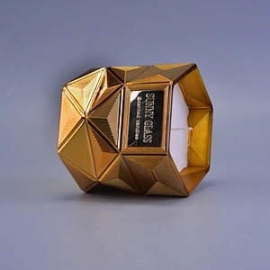 Sunny luxury decorative gold scented Hexagon glass candle jar holder