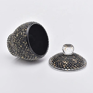 Black Glass Candle Jar Candles Holder with Lid for Decor
