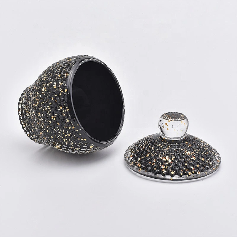 Black Glass Candle Jar Candles Holder with Lid for Decor