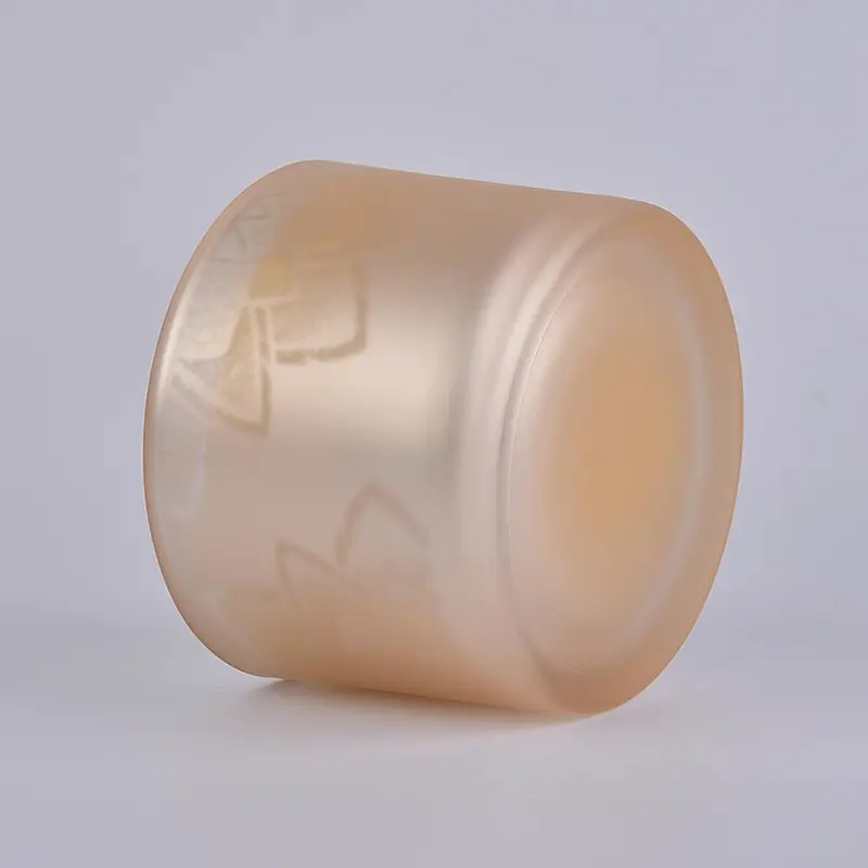 3 wick glass candle container, light yellow electroplating glass vessel