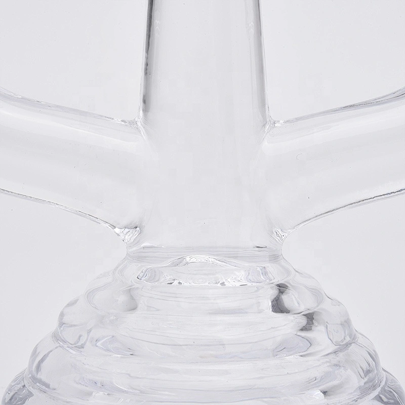 Clear high candlestick glass votive candelabra home decoration wholesale