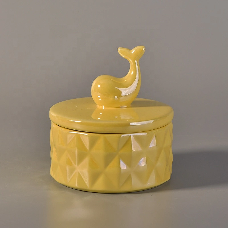 200ml Mini embossed ceramic candle jar scented candle vessel with lids home decor