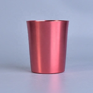 Cylinder Plating Red Metal Candle Jars Pillar Metal Container for Home Decor Supplier