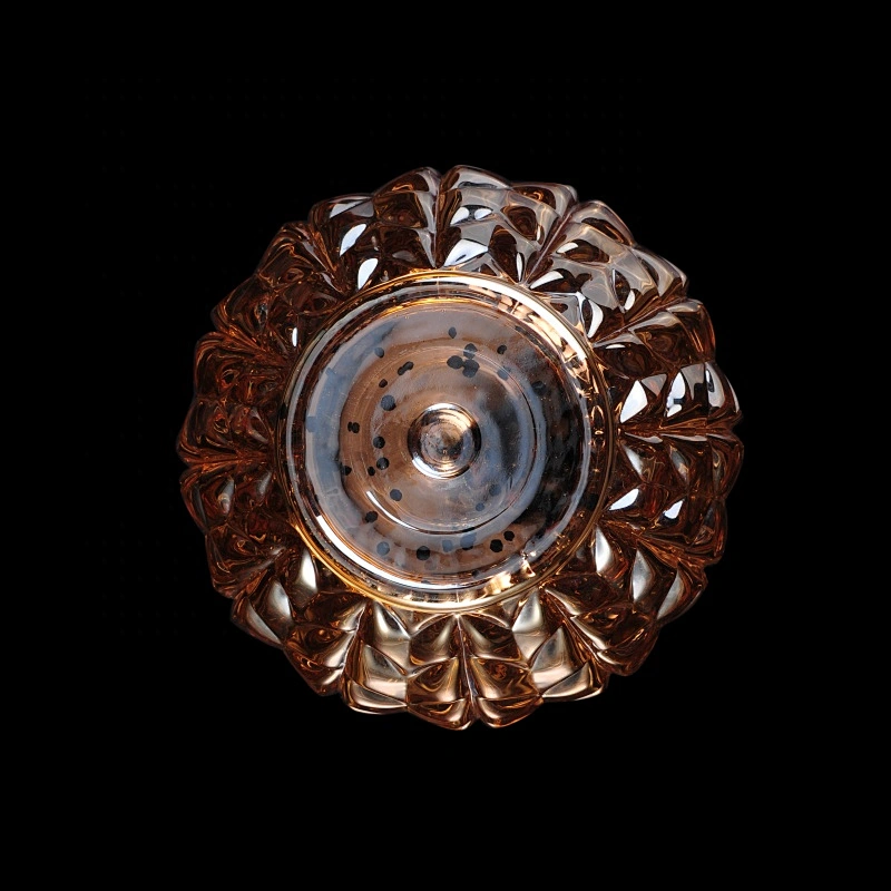 Wholesales brown mercury glass candle holders leaves pattern home decoration