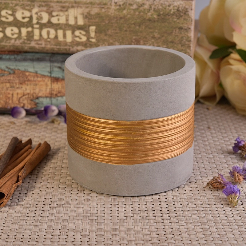 Cylinder concrete candle vessel grey candle container electroplating