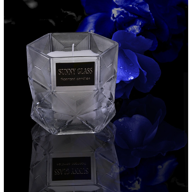 Wholesales Sunny luxury empty Hexagon scented glass candle holders