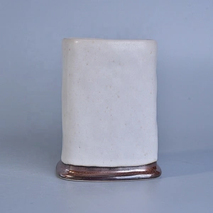 Empty glazed square ceramic candle jar votive pillar candle holders home decoration manufacturer