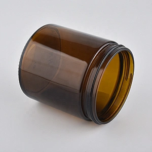 Hot selling brown custom finish candle glass container with white cover