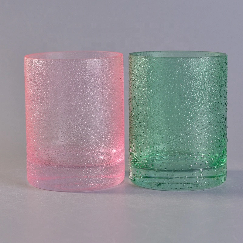 Wholesales Pink Rain Drop Glass Candle Jars Thick Footed Home Decoration
