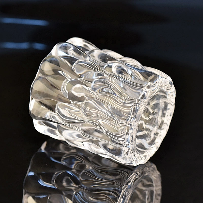 309ML New Arrival Glass Candle Jar with Emboss Design