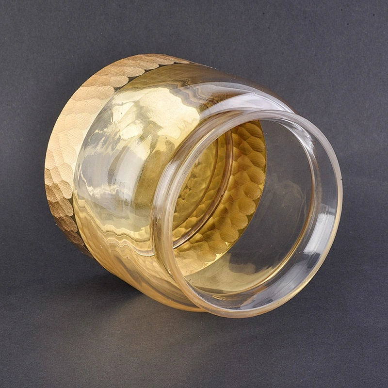Gold dip engraved base glass candle jar home decoration wholesale