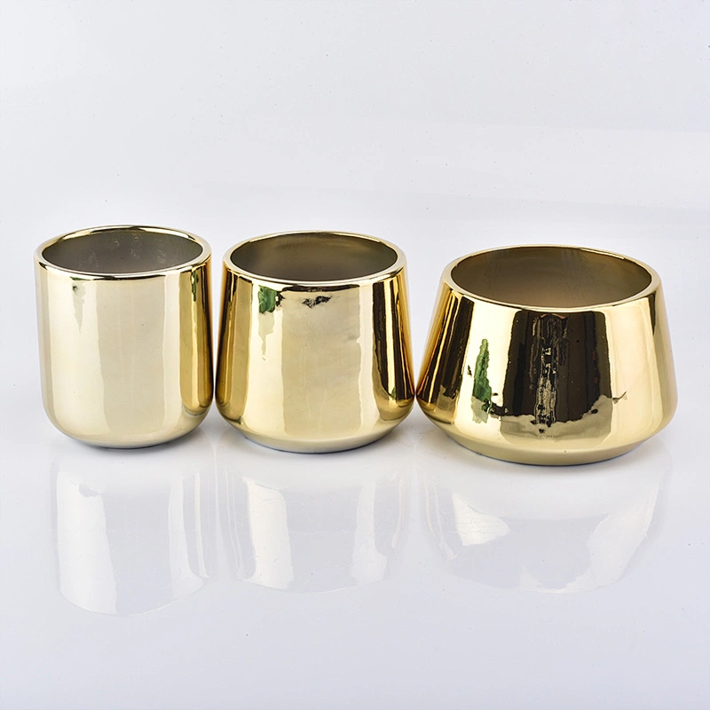 gold metal look ceramic candle jar 12 oz ceramic container custom