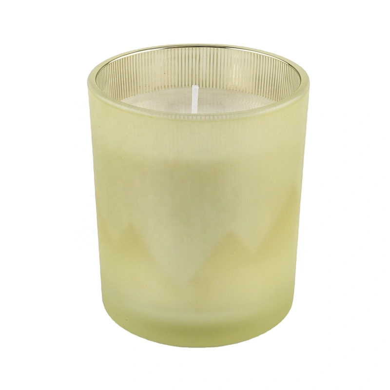 Wholesales cylinder luxury golden frosted glass candle holders jar 10oz 20oz