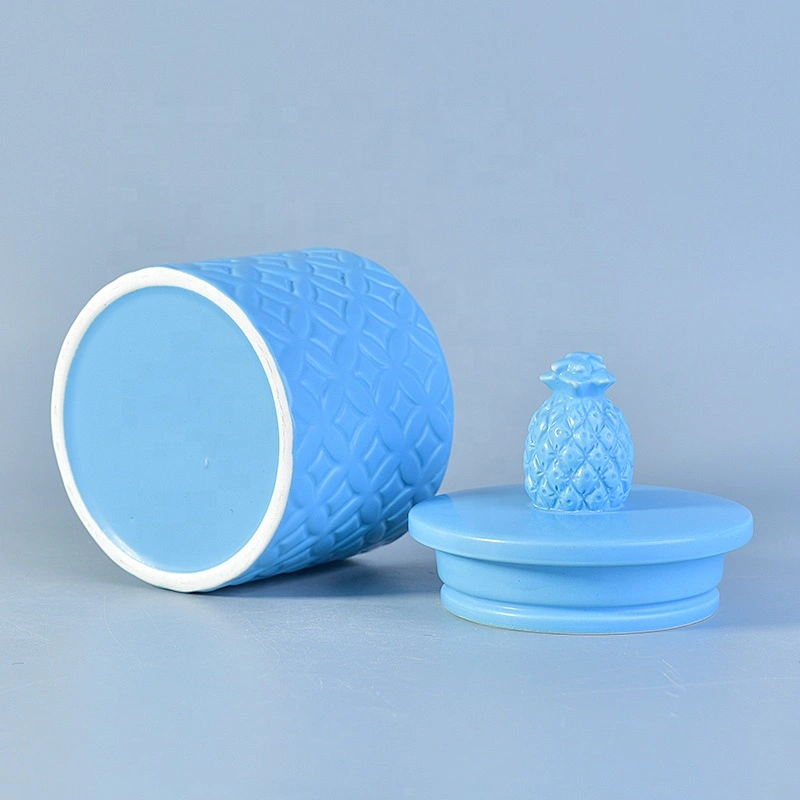 Customized machine press glaze ceramic tealight candle holder candle containers with lids party decorative use