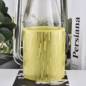 Sunny luxury golden ceramic custom candle holder jars 10oz
