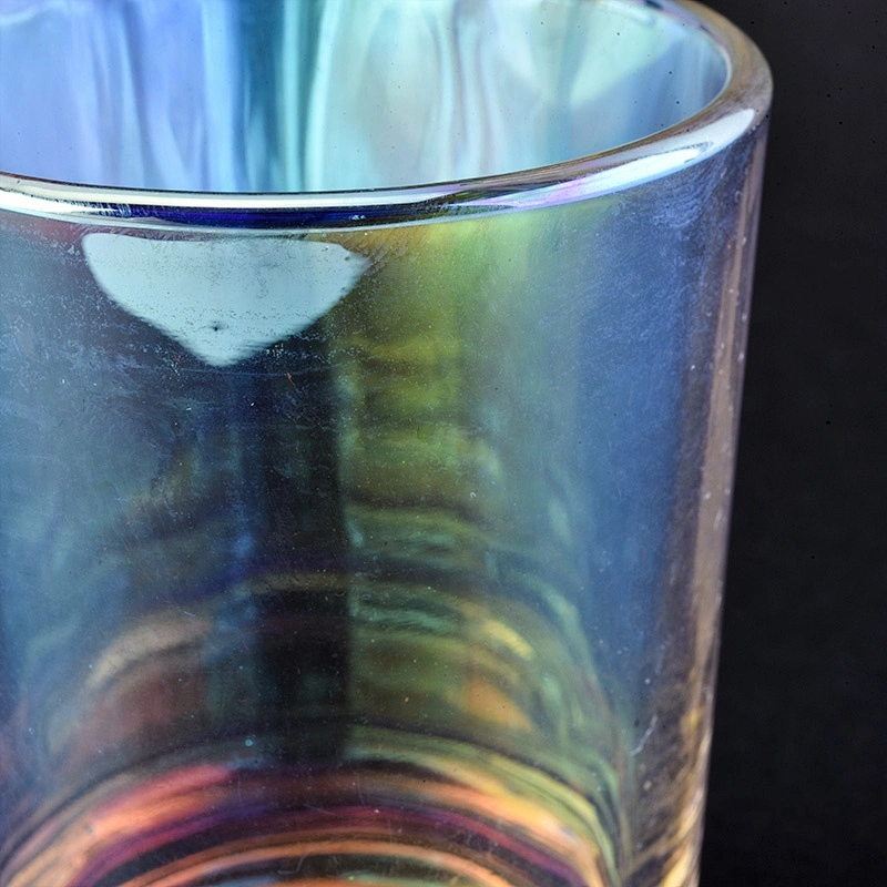 Hot sales iridescent custom finish glass candle jar for candle making