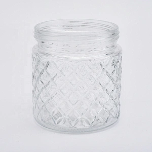 Clear engraving crystal candle holder votive glass candle jar home decorative