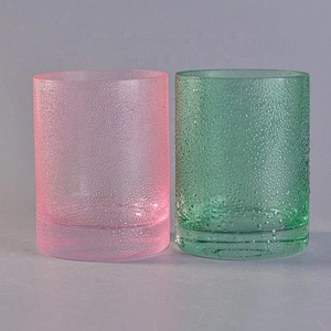 Wholesales Green Rain Drop Glass Candle Jars Thick Footed Home Decoration