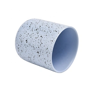 blue color with black dots ceramic candle holder
