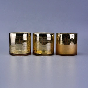 600ml Shinny Gold Glass Candle Holders Home Decoration