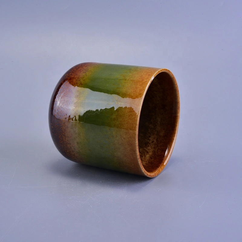 Customized ceramic candle containers iridescent scented candle holders 400ml