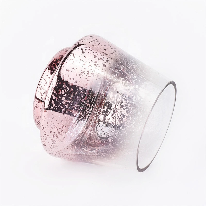 435ML Candle Jar Glass Candle Holder with Luxury Mercury Decorating Pink