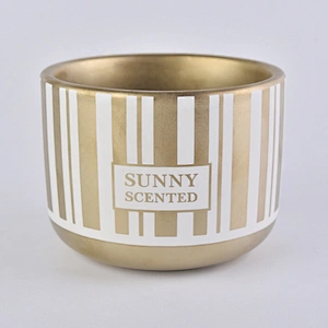 6oz 8oz 11oz Wholesales gold electroplated luxury ceramic candle containers