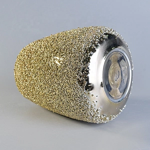 Luxurious tall glass candle holder with gold granular varnish home decoration wholesale