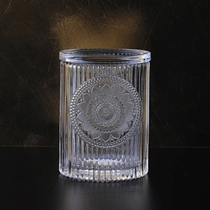 Wedding lotus luxury glass candle holders with glass lids