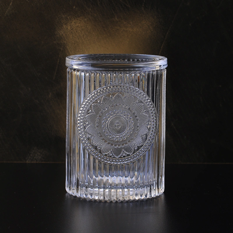 Wedding lotus luxury glass candle holders with glass lids