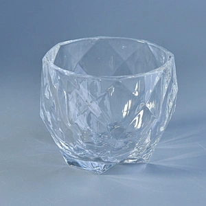 Clear geo cut Glass luxury candle Holder wedding