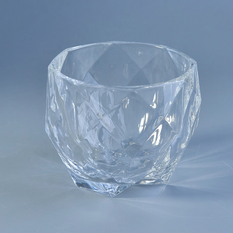 Clear geo cut Glass luxury candle Holder wedding