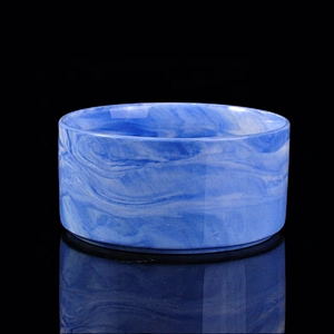 Home table decoration blue hurricane ceramic candle containers 16oz