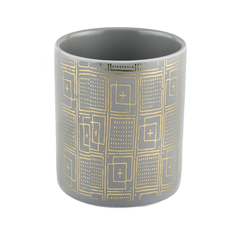 Sunny design Luxury grey empty ceramic candle vessel 10oz 20oz