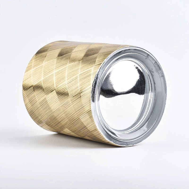 China custom gold decorative PU material cylinder candle jars
